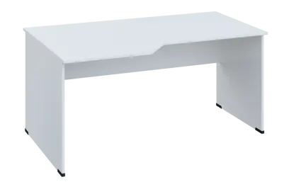 EZL 18 - 166 stůl kancelářský, rohový, levý, dřevěná podnož, deska 18 mm, široký 1600 mm, bílá